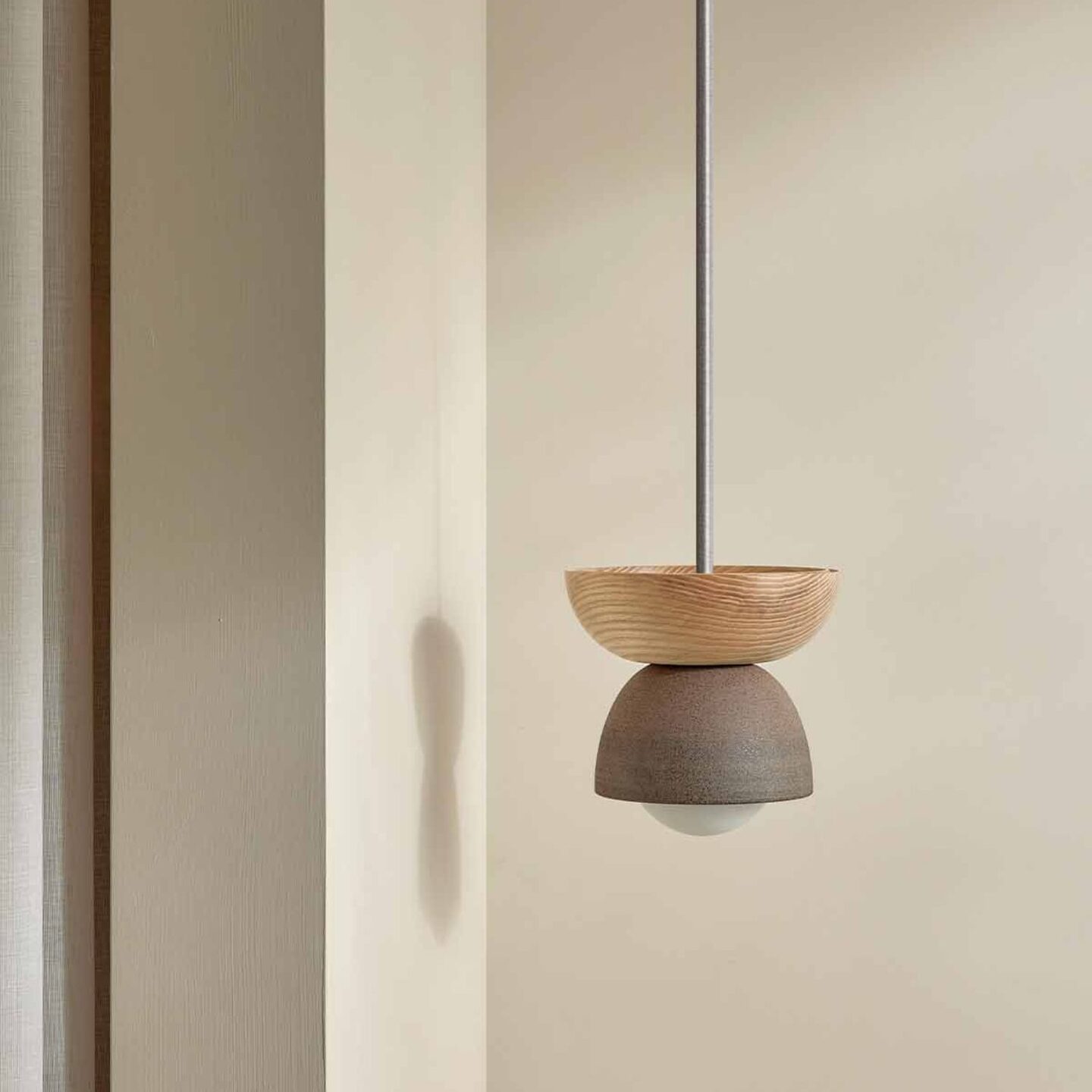 Terra 00 Pendant Light - Solid Rod Clay, Ash, Brushed Nickel